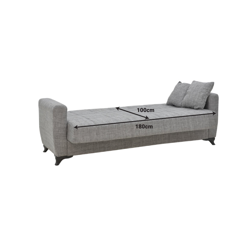 MODESTO  триместен диван с място за съхранение /черен плат 215x85x80см
