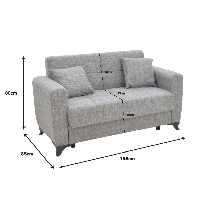 Диван с място за съхранение двуместен Modesto светлокафяв плат 155x85x80см