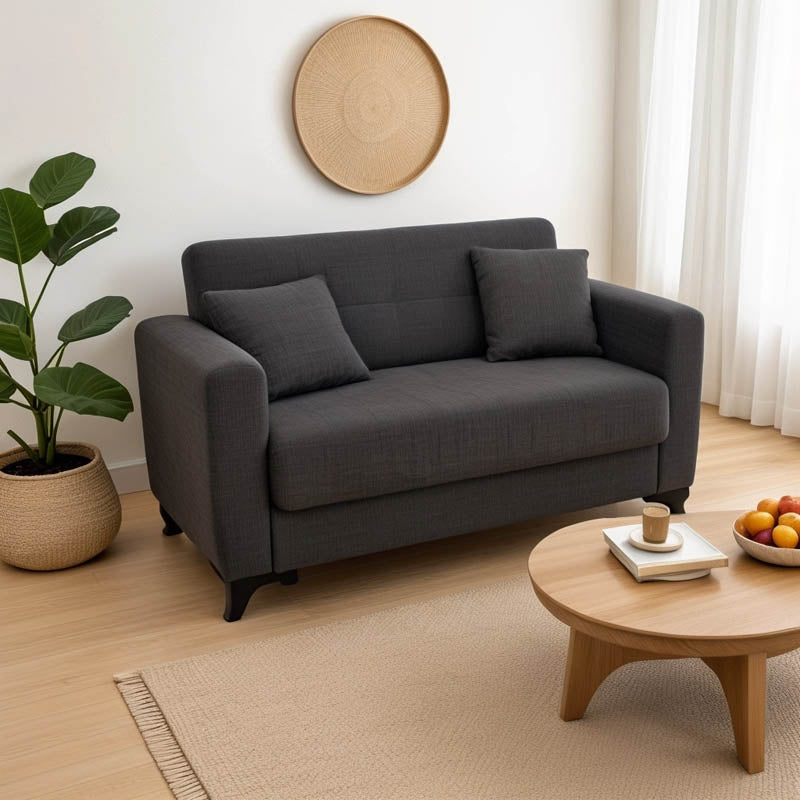 Двуместен диван Modesto с място за съхранение черен плат 155x85x80см