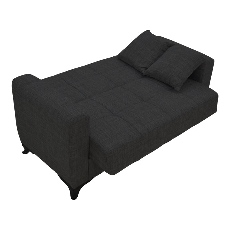 Двуместен диван Modesto с място за съхранение черен плат 155x85x80см