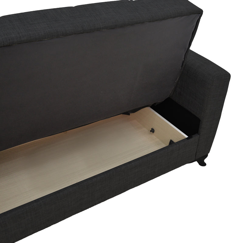 Двуместен диван Modesto с място за съхранение черен плат 155x85x80см