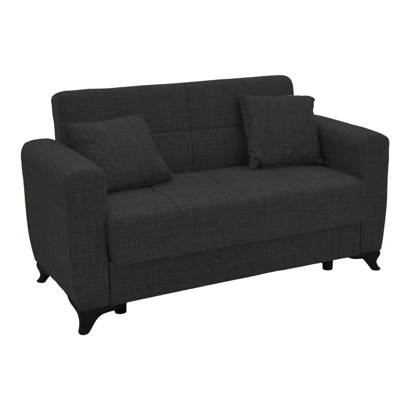 Двуместен диван Modesto с място за съхранение черен плат 155x85x80см
