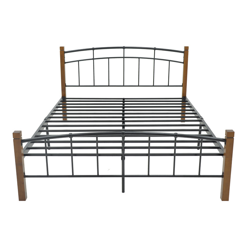 Queen size легло Mandy цвят орех дърво-черен метал 150x200см