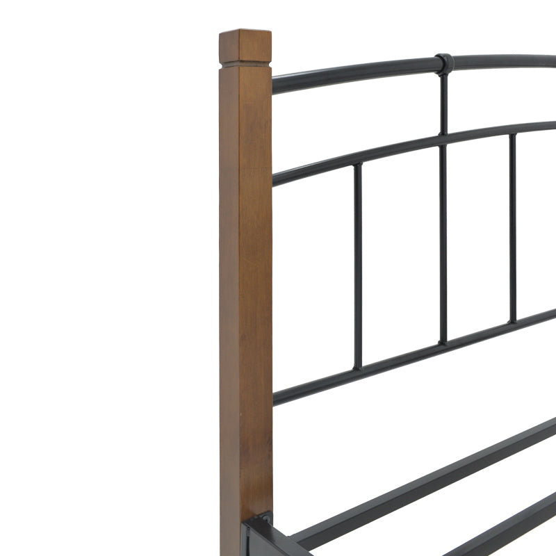 Queen size легло Mandy цвят орех дърво-черен метал 150x200см