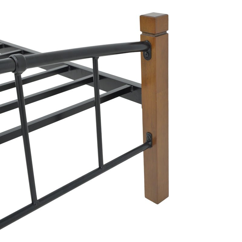 Queen size легло Mandy цвят орех дърво-черен метал 150x200см
