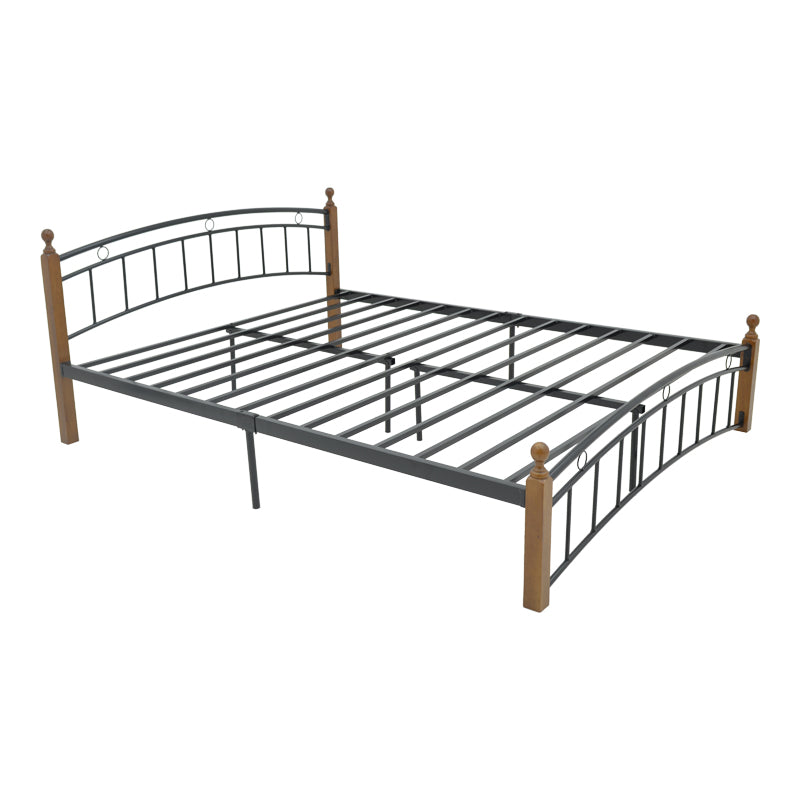 Queen size легло Clarive цвят орех дърво-черен метал 160x200см