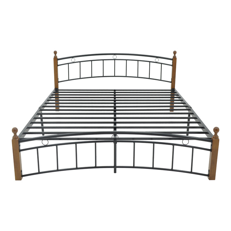Queen size легло Clarive цвят орех дърво-черен метал 160x200см