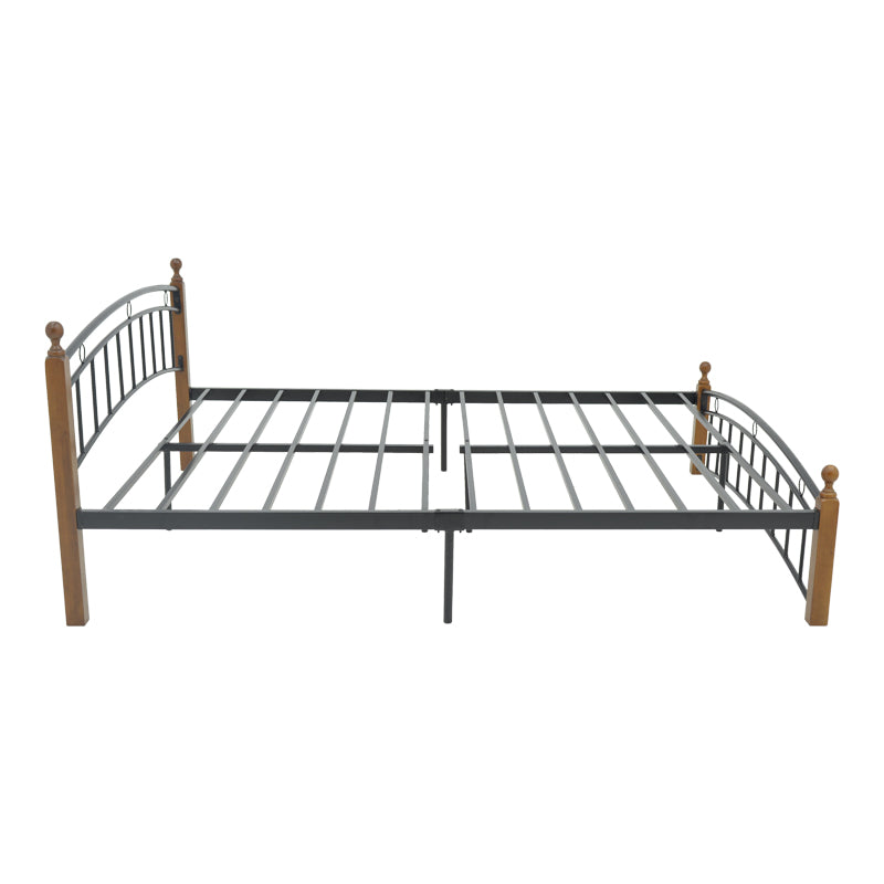 Queen size легло Clarive цвят орех дърво-черен метал 160x200см