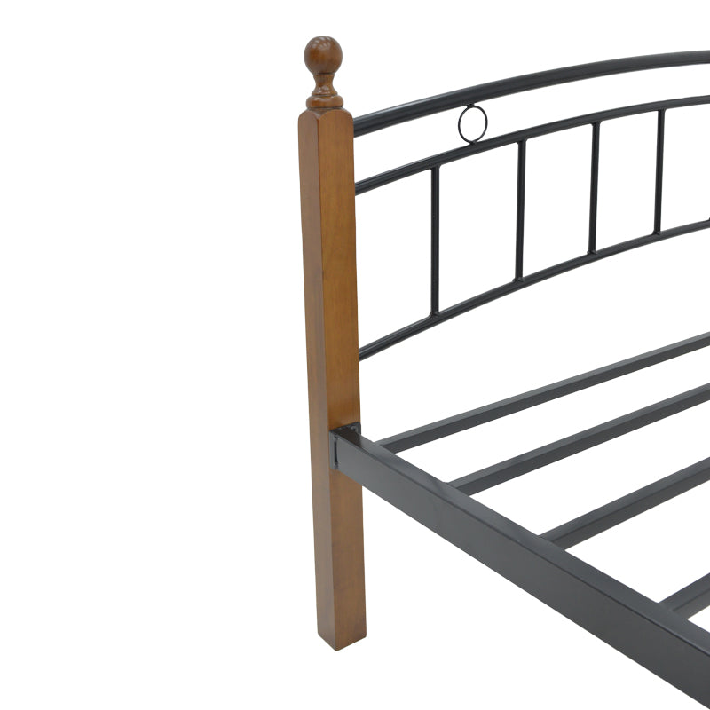 Queen size легло Clarive цвят орех дърво-черен метал 160x200см