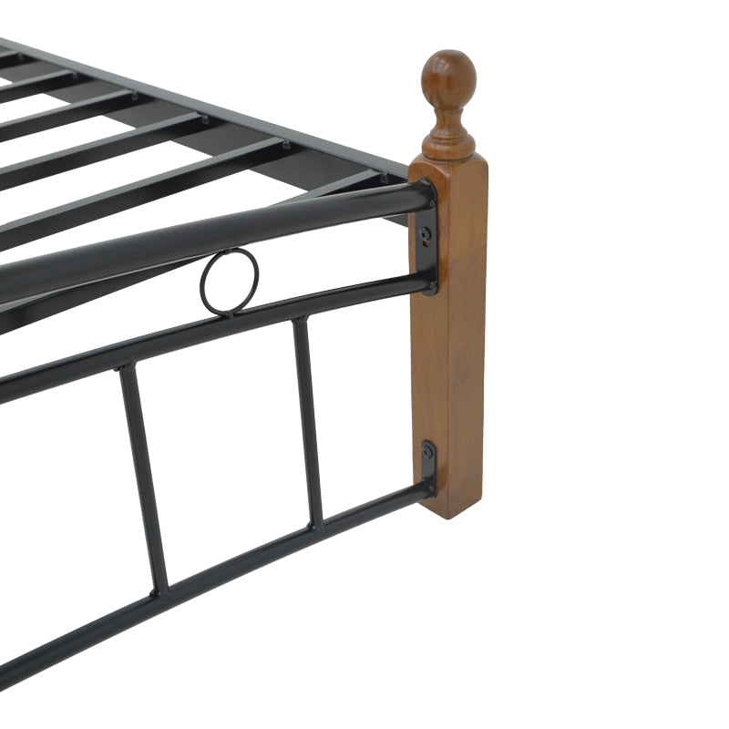 Queen size легло Clarive цвят орех дърво-черен метал 160x200см