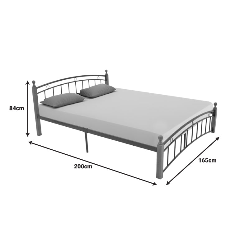 Queen size легло Clarive цвят орех дърво-черен метал 160x200см