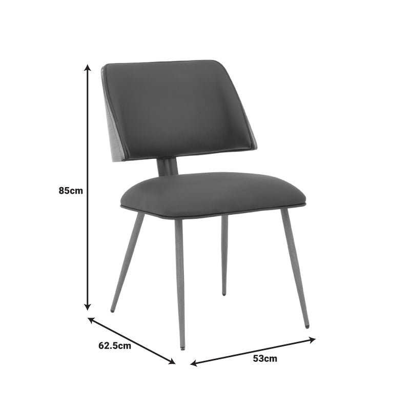 Стол Ubane черен пу-орех метални крака 53x62.5x85см