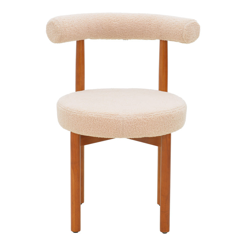 Стол Fenza бежова дамаска-крака от бук в цвят орех 60x54x75см