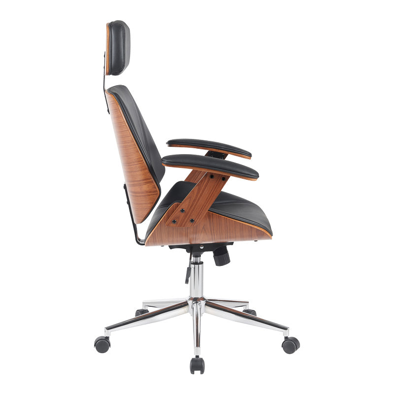 Режисьорски офис стол Fetseno черна основа от пу-хром 53x56x113.5-123.5cm