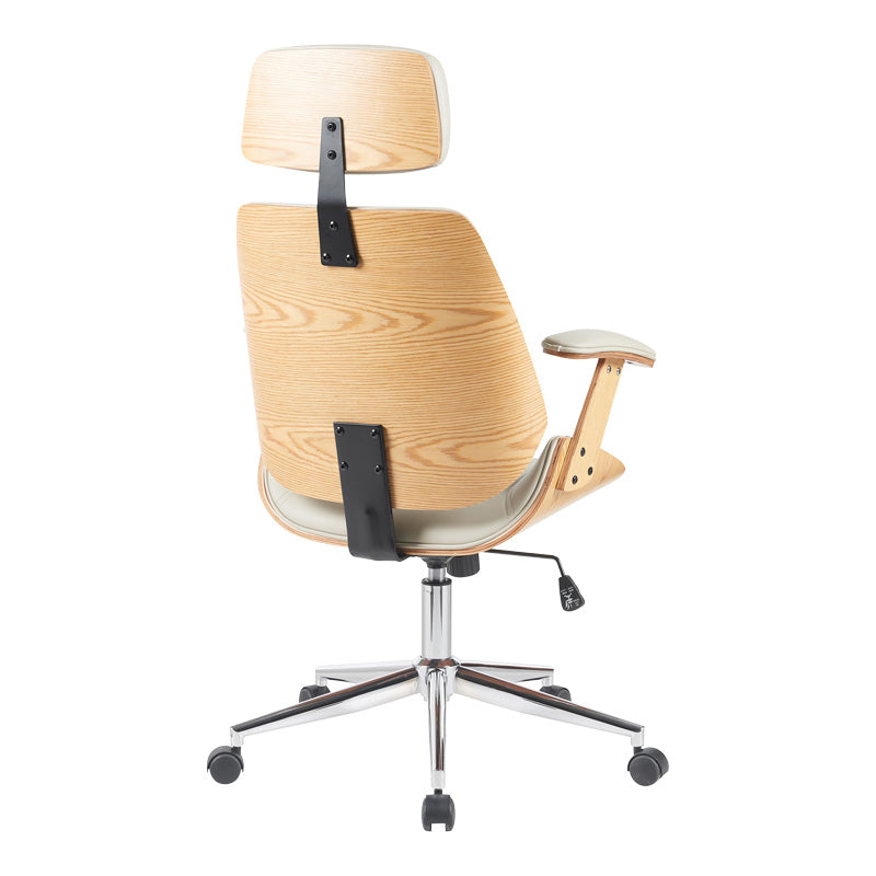 Директорски офис стол Fetseno бежов PU-хром база 53x56x113.5-123.5см