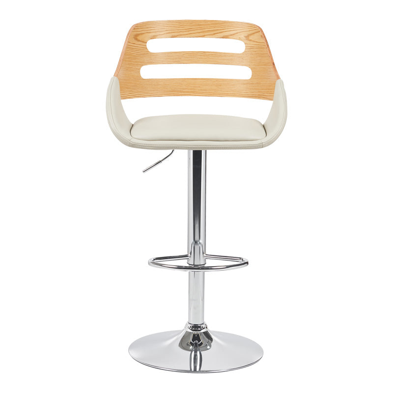 Сгъваем бар стол Fern бежово пу- сиво дърво - хром метал 50x48.5x89-110.5cm