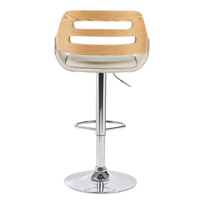 Сгъваем бар стол Fern бежово пу- сиво дърво - хром метал 50x48.5x89-110.5cm