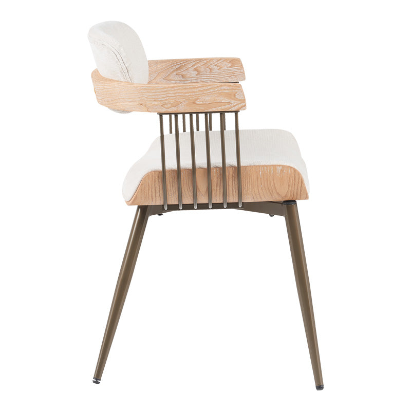 Фотьойл Cameo метален бронз-бяло-измито дърво-бежов плат 53x49.5x75.5cm