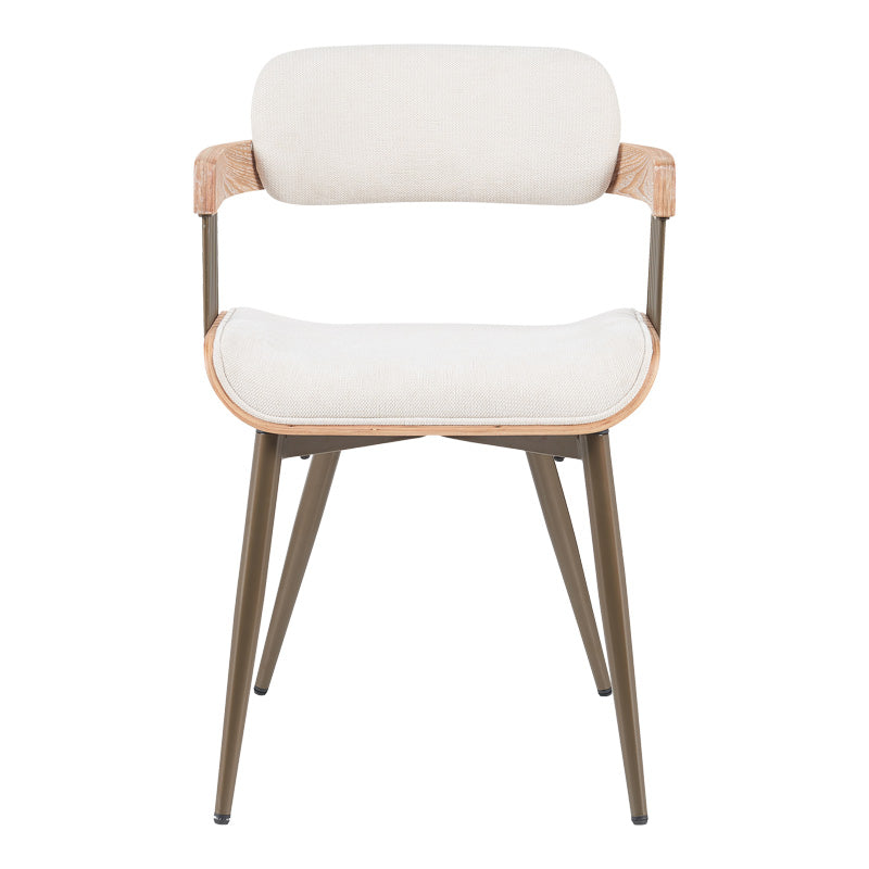 Фотьойл Cameo метален бронз-бяло-измито дърво-бежов плат 53x49.5x75.5cm