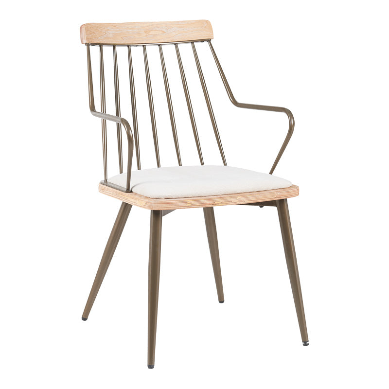 Фотьойл Posse бронзов метал-бяло измито дърво-бежов плат 52x59x83cm