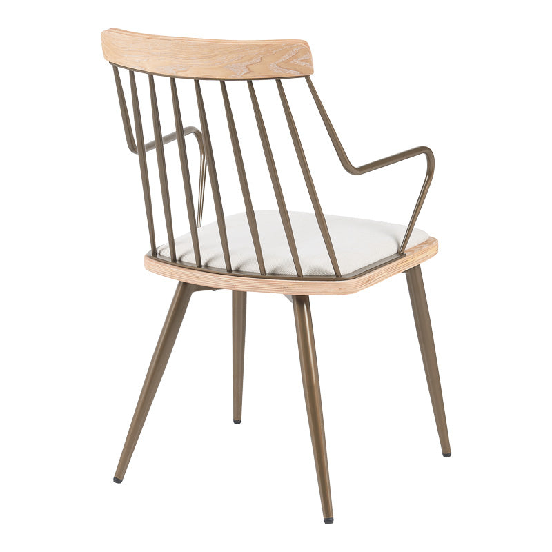 Фотьойл Posse бронзов метал-бяло измито дърво-бежов плат 52x59x83cm