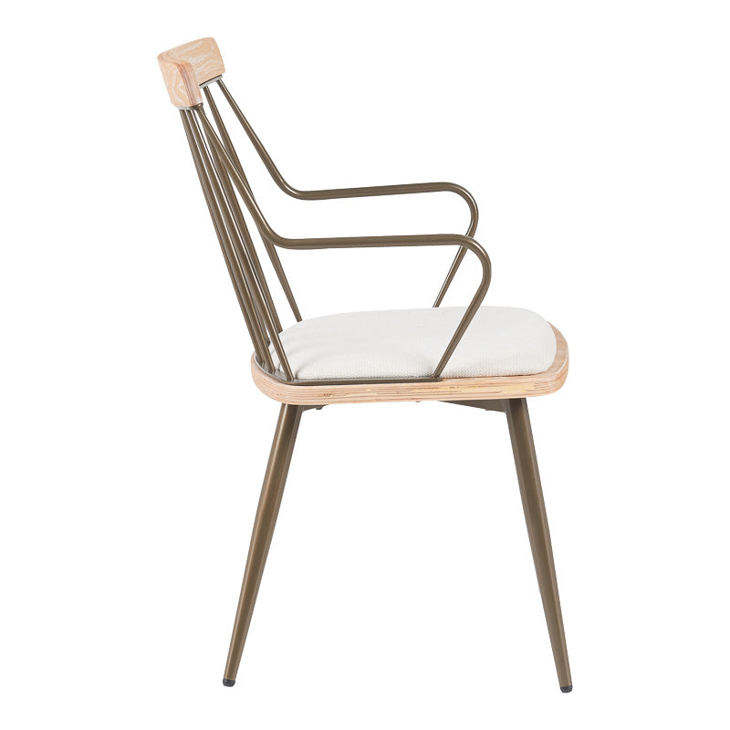 Фотьойл Posse бронзов метал-бяло измито дърво-бежов плат 52x59x83cm