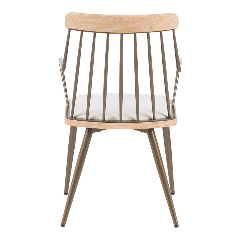 Фотьойл Posse бронзов метал-бяло измито дърво-бежов плат 52x59x83cm