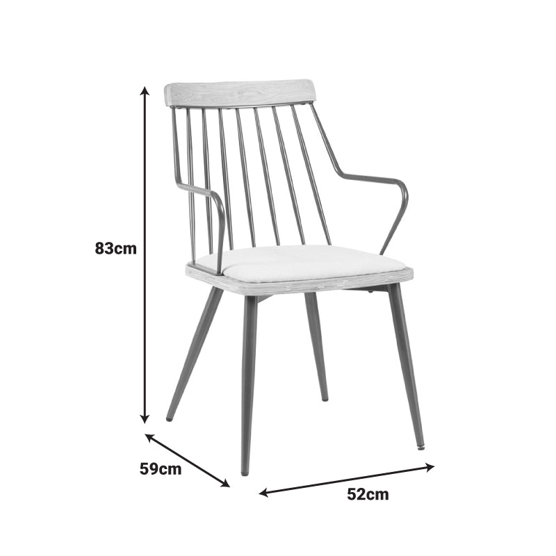 Фотьойл Posse бронзов метал-бяло измито дърво-бежов плат 52x59x83cm