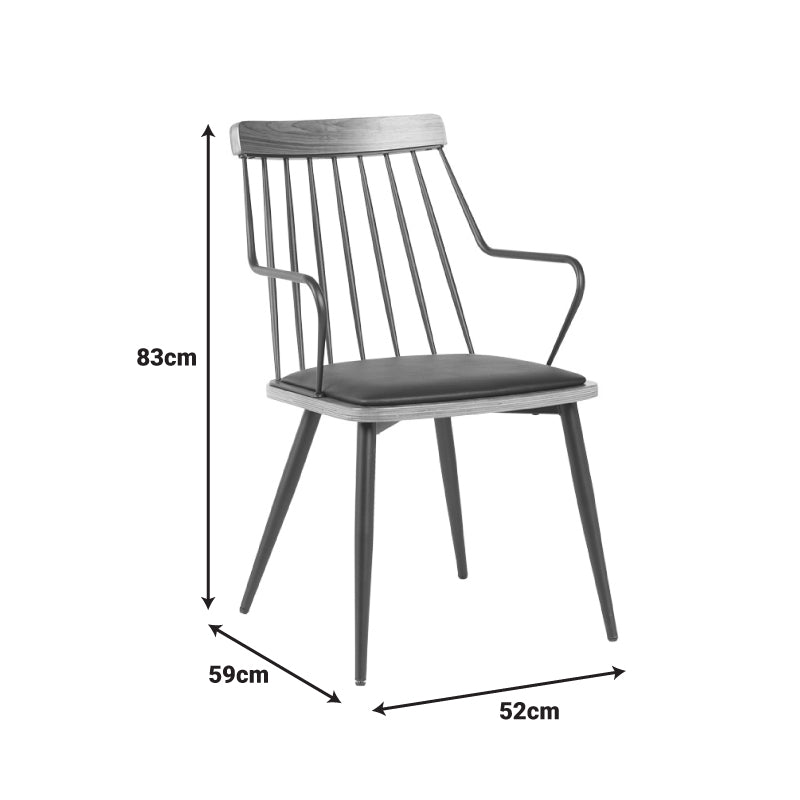 Фотьойл Posse метал черен-орех дърво-черен pu 52x59x83cm