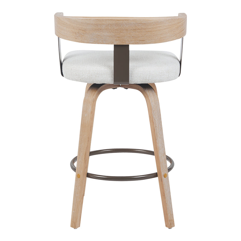 Въртящ се бар стол със средна височина anesy метал-дърво и плат в бежов цвят 54x50x85см