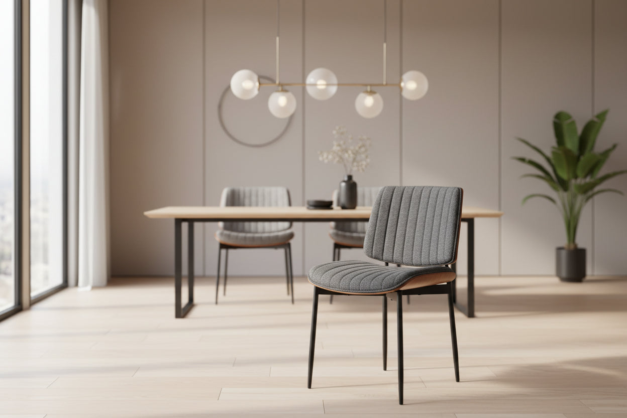 Стол Kathy сив плат-орех метални крака 51x58x81см