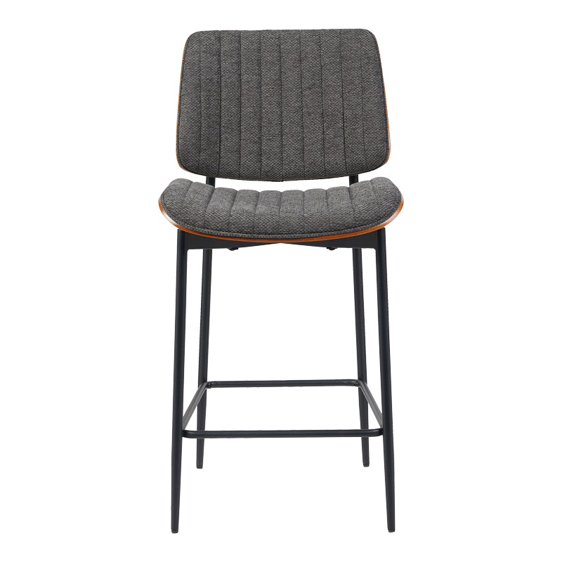 Бар стол Kathy сив плат-орех метални крака 48.5x52.5x96см