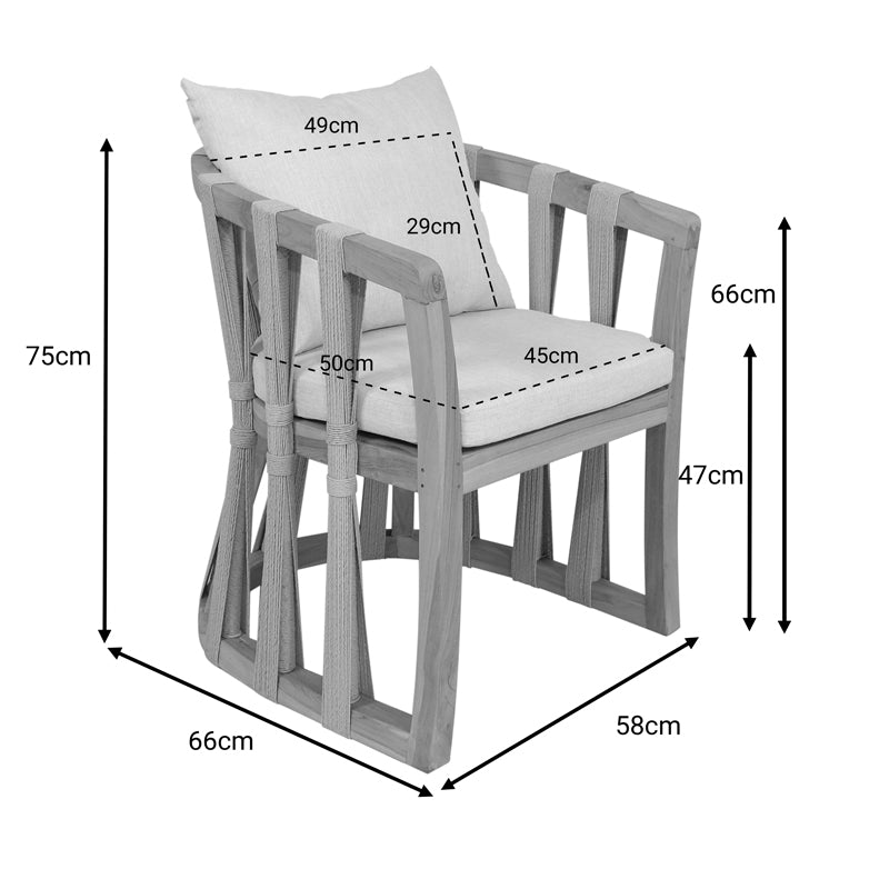 Фотьойл Morani тиково дърво скелет и дамаска в естествен нюанс 61x66x75см