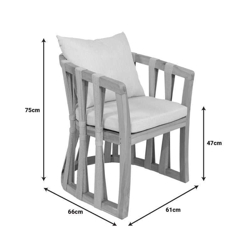 Фотьойл Morani тиково дърво скелет и дамаска в естествен нюанс 61x66x75см