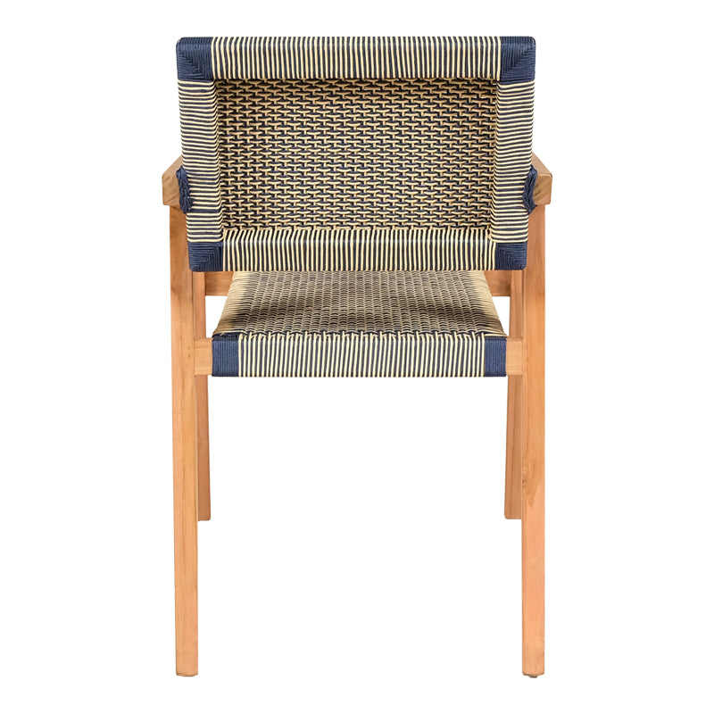 Фотьойл Salama скелет от тиково дърво в естествен нюанс и кремаво-черно пе въже 57x60x85cm