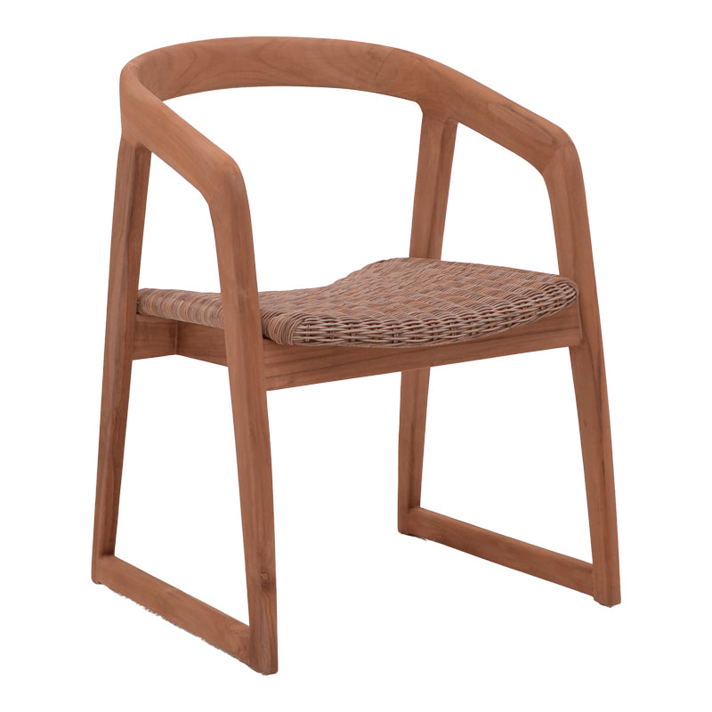 Фотьойл Somalia алуминиев  с крак от тиково дърво в естествен нюанс и кафяв ратан 57x62x80см