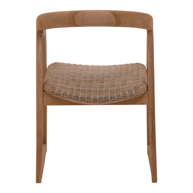 Фотьойл Somalia алуминиев  с крак от тиково дърво в естествен нюанс и кафяв ратан 57x62x80см