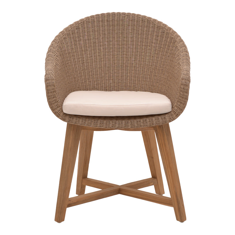 Фотьойл Solso алуминиев скелет с крака от тиково дърво в естествен нюанс и пе ратан 62x58x78см