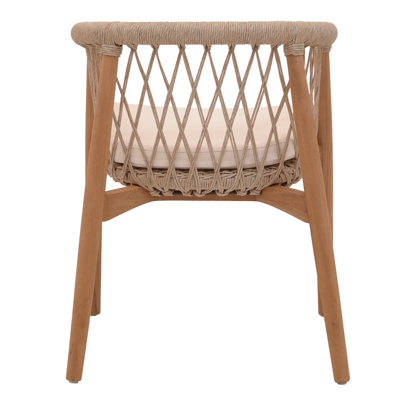 Фотьойл Abby тиково дърво скелет в естествен нюанс и кремава възглавница 60x58x78см