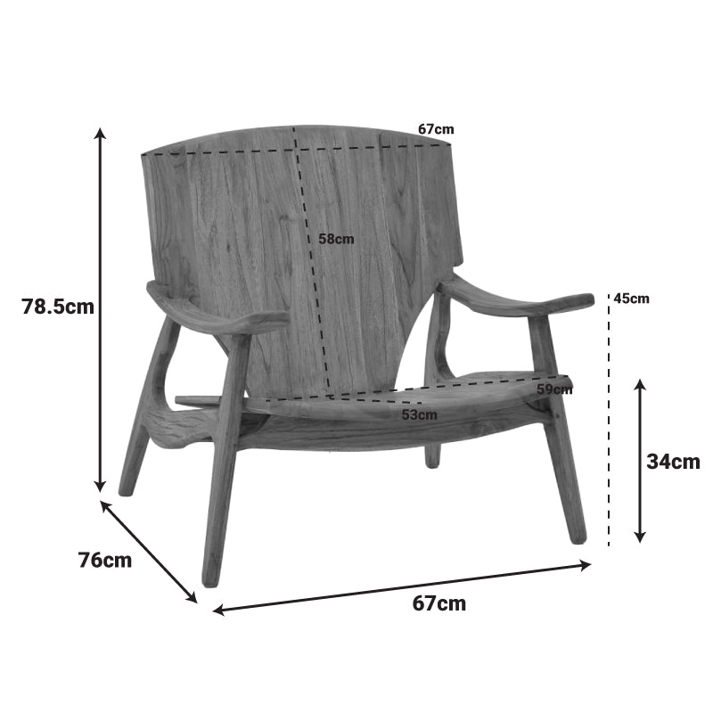 Фотьойл Brazin естествено тиково дърво 72x71x77см
