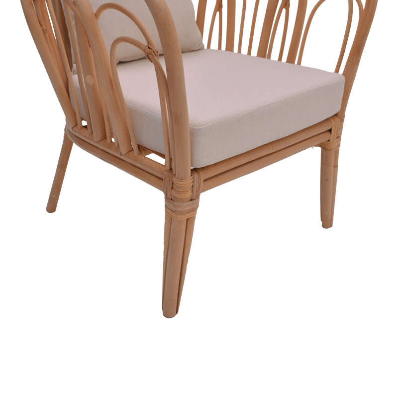 Фотьойл Tania естествен ратан-бяла възглавница 76x76x76см