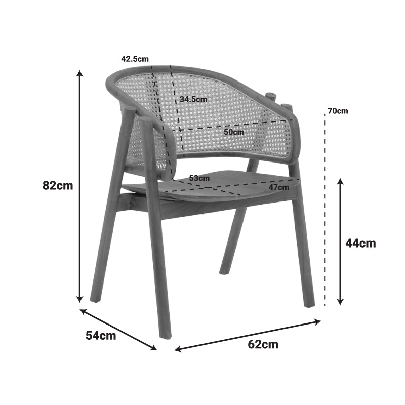 Фотьойл Anlene естествено тиково дърво естествен ратан 62x54x82см