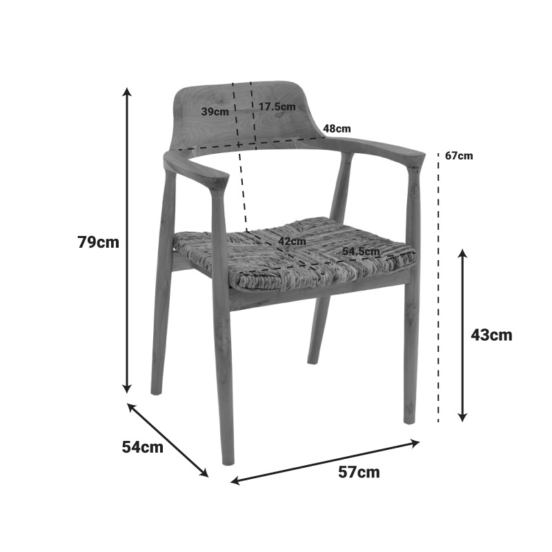 Фотьойл-Denverone естествено тиково дърво-слама 57x54x79см