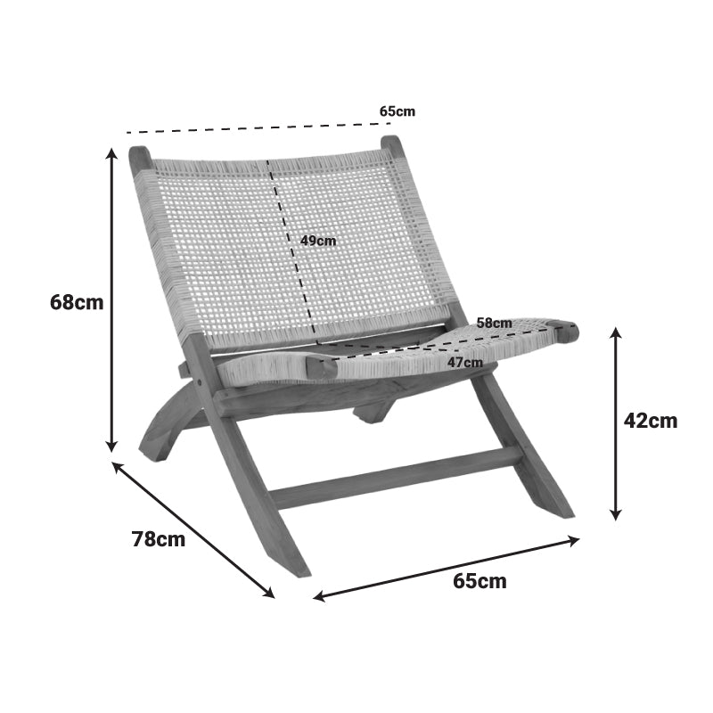 Фотьойл Jerenze естествено тиково дърво-естествен ратан 65x78x68см