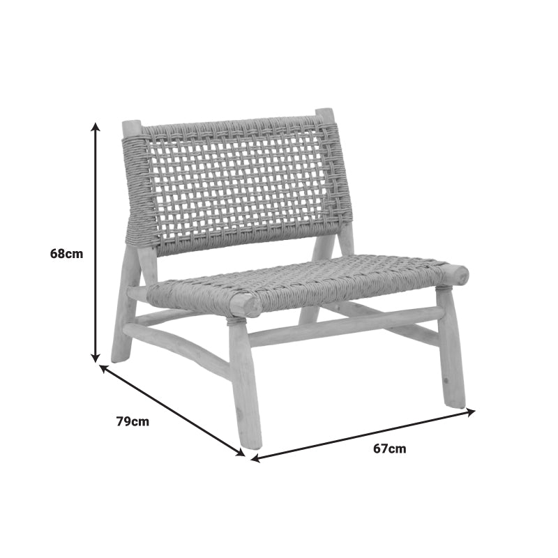 Wanderlene кресло естествен цвят тиково дърво и въже 67x79x68cm