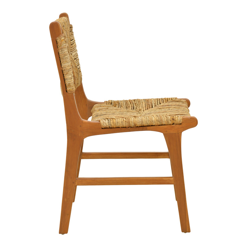 Стол Refane естествен цвят тиково дърво и слама 50x58x85см