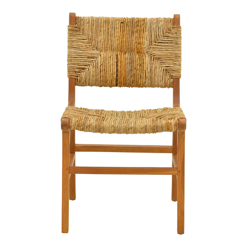 Стол Refane естествен цвят тиково дърво и слама 50x58x85см