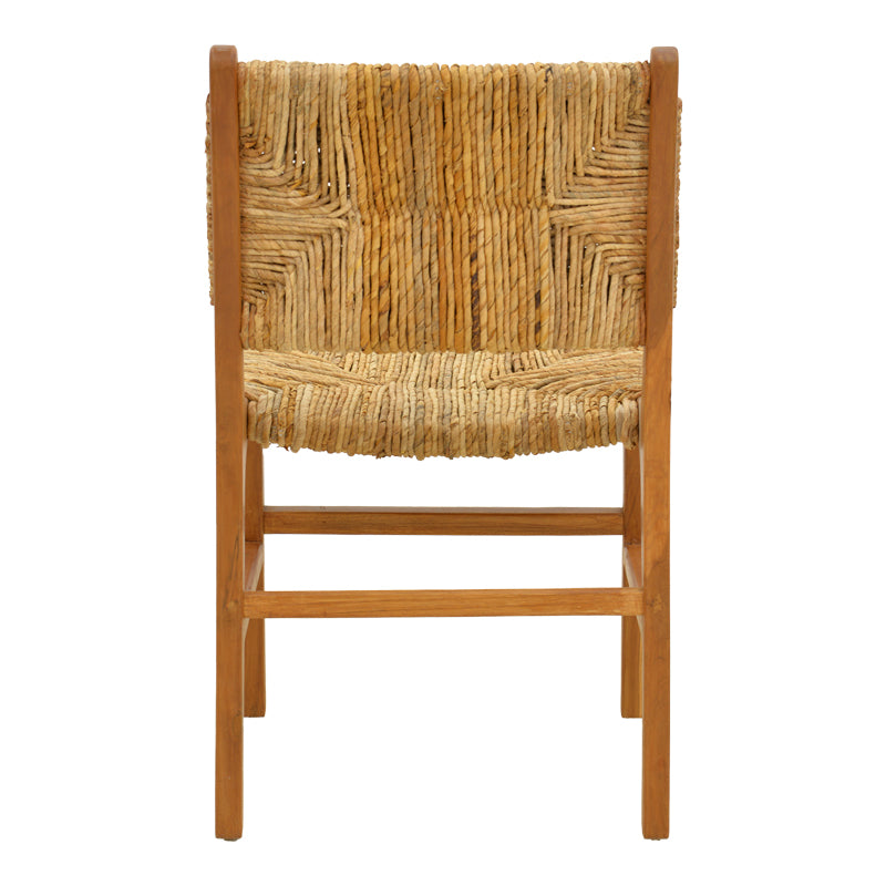 Стол Refane естествен цвят тиково дърво и слама 50x58x85см