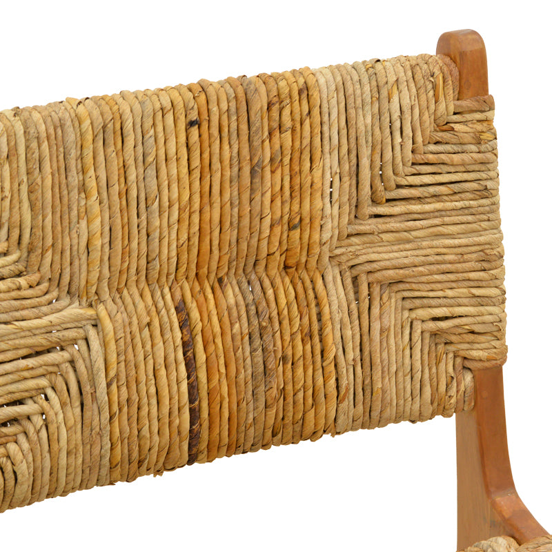 Стол Refane естествен цвят тиково дърво и слама 50x58x85см