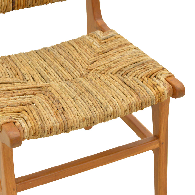 Стол Refane естествен цвят тиково дърво и слама 50x58x85см